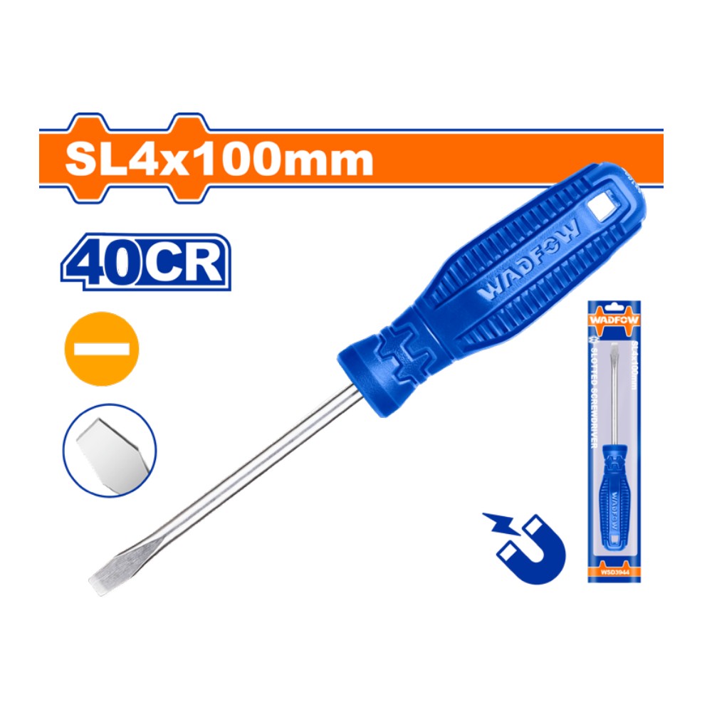 Destornillador plano 1/8" X 4"AZUL funda