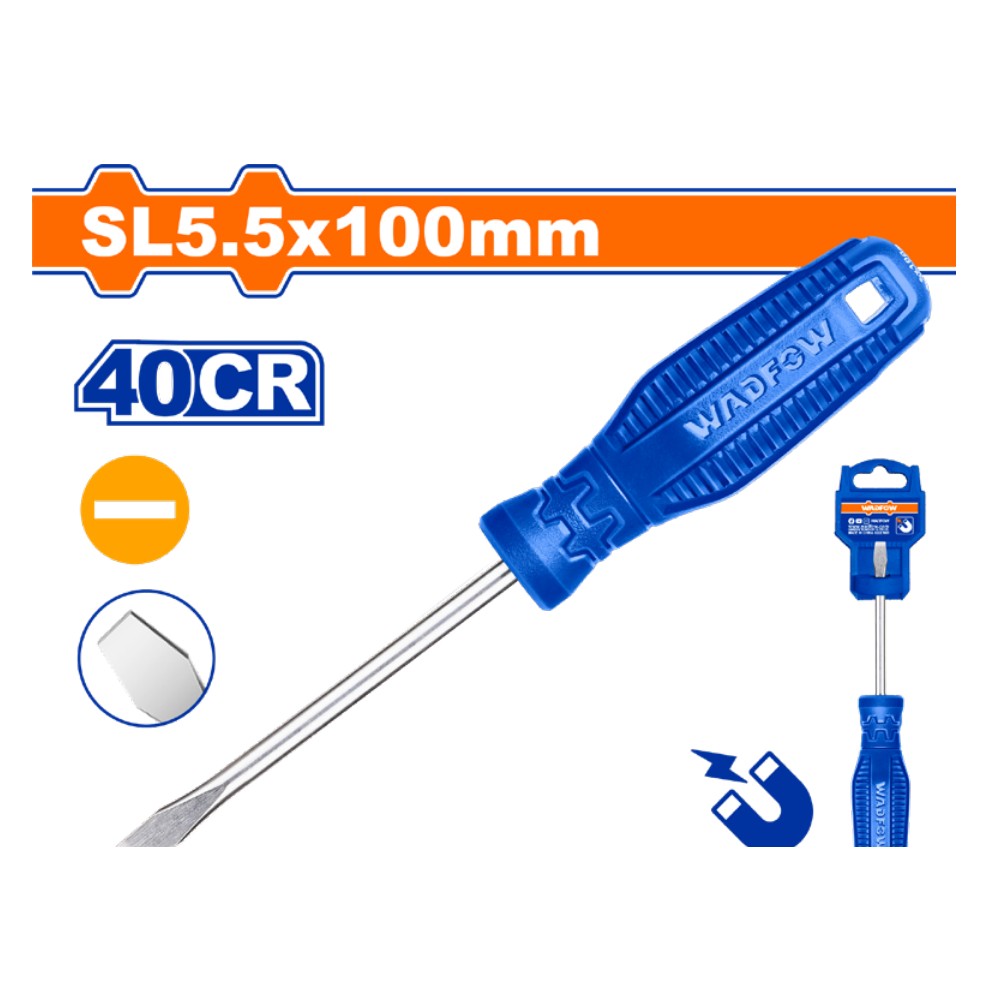 Destornillador plano 3/16" X 4" azul blister