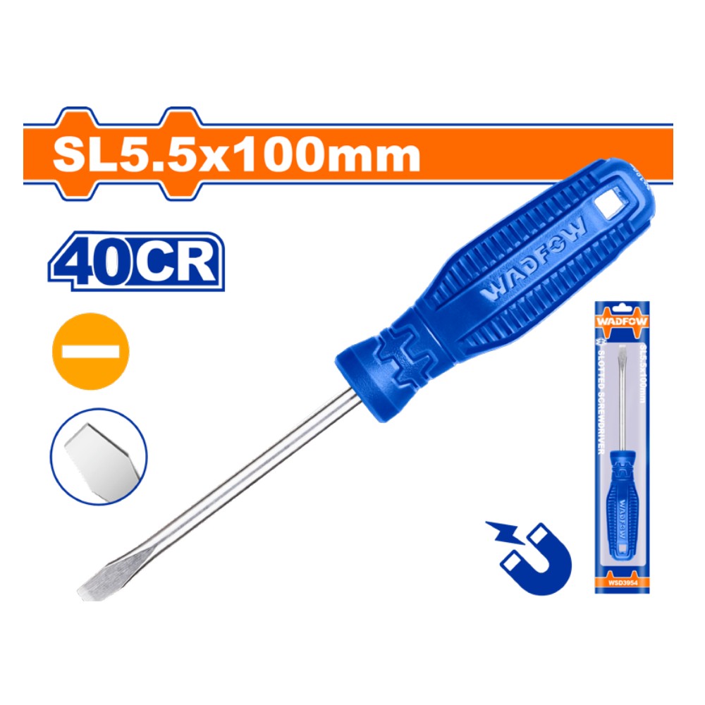 Destornillador plano 3/16" X 4" azul funda