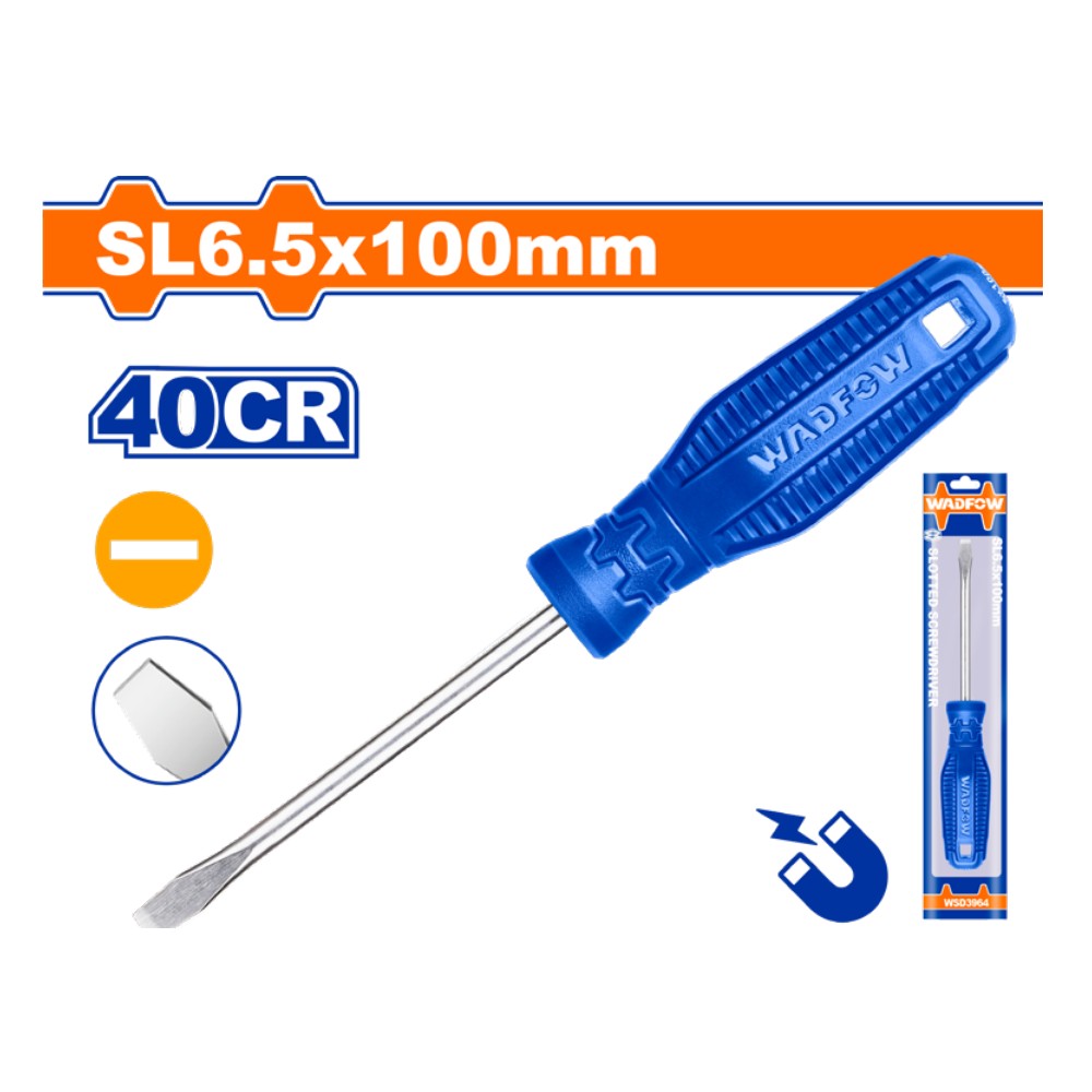 Destornillador plano 1/4"X 4" azul funda