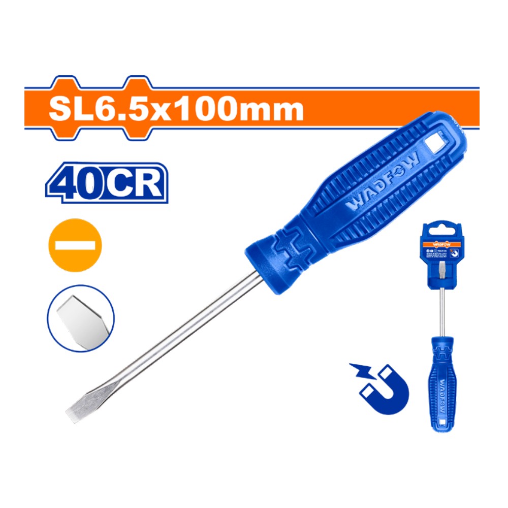 Destornillador plano 1/4" X 4" azul blister
