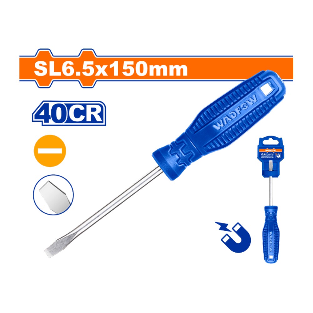 Destornillador plano 1/4" X 6" azul blister