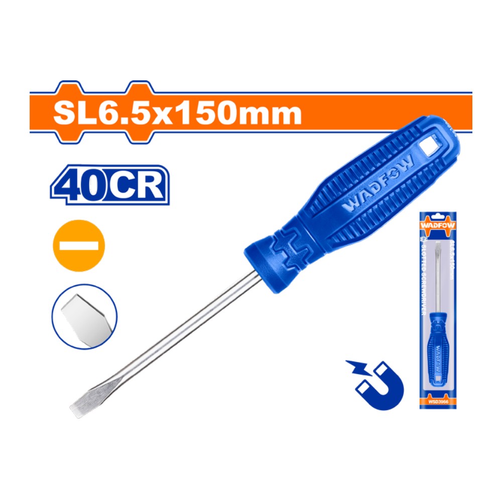 Destornillador plano 1/4" X 6" azul funda