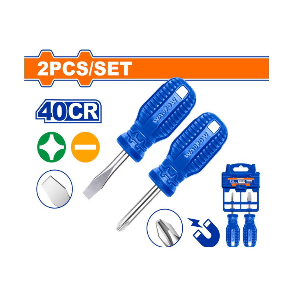 Juego destor/torombolo azul 1/4"X 1.1/2" blister 2 PCS estre/plano