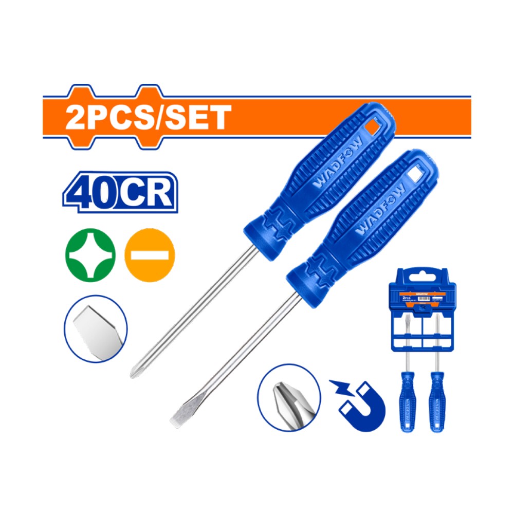 Juego de destornilladores de 2 piezas 1/4" X 4 estre+pla blis azul