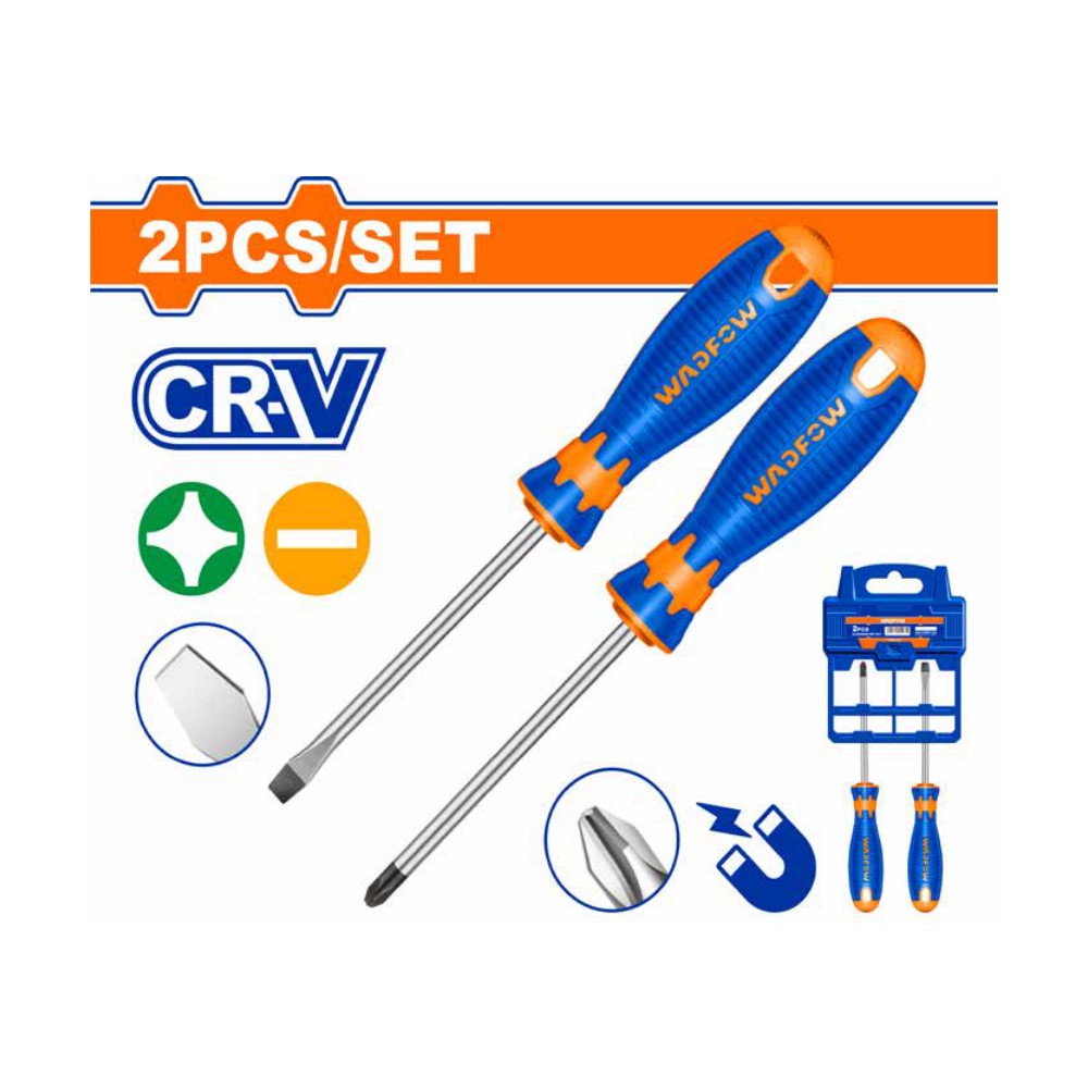 Juego de destornilladores de 2 piezas 1/4" X 4 estre+pla blis bicolor