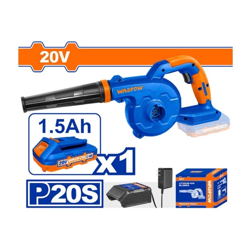 Soplo aspirador inalámbrico 2,5M3/MIN 20V + 1 batería 1.5Ah + cargador