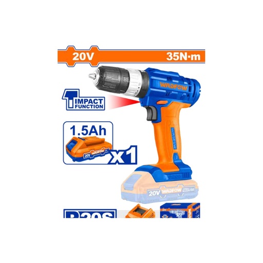 Taladro inalámbrico 3/8" 20V 35 N.m + 1 batería 1.5Ah + cargador